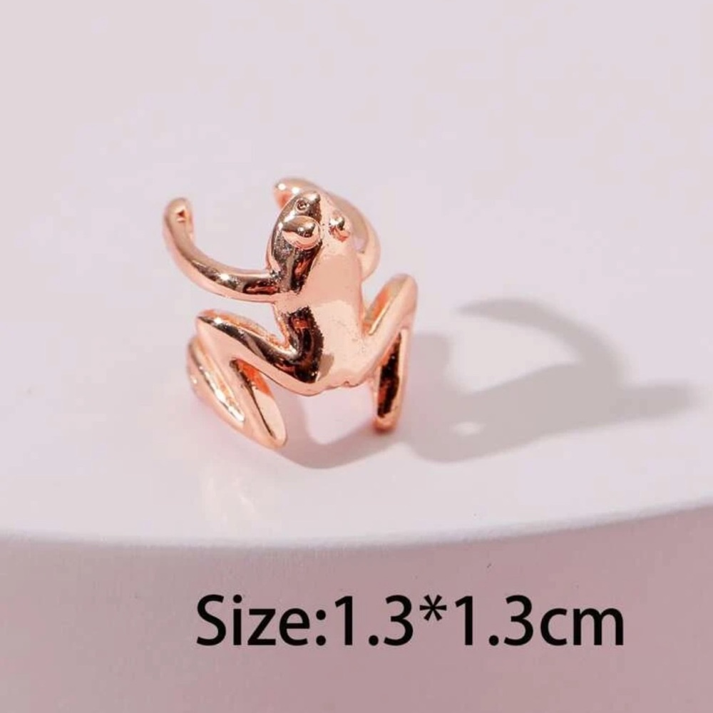 🐸 Awsome Froggie  Frog metallic ear cuff no pierce rose gold  🐸 - Picture 3 of 4